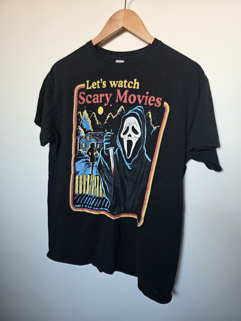 Gildan Black 'Let's Watch Scary Movies' Graphic Tee